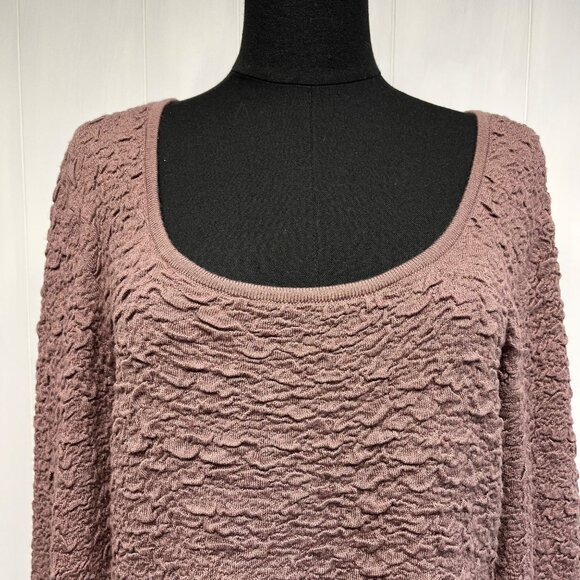 Natural Life Danielle Womens Textured Square Neck Top Sz XL Mauve Stretchy Knit - Picture 3 of 8
